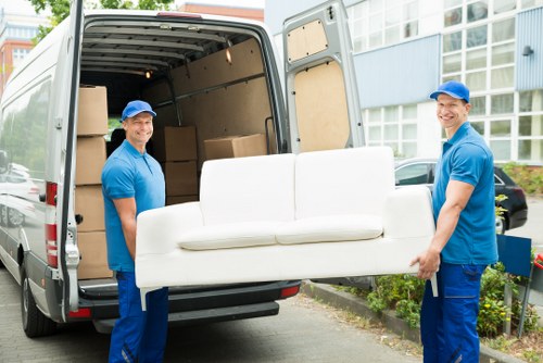 Professional removals planning in Waterloo with moving boxes and a van