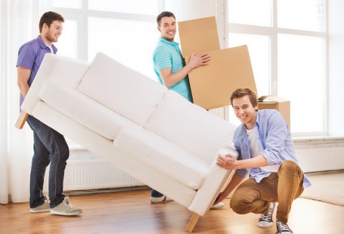 Planning stage for commercial relocation in Waterloo with labeled moving boxes