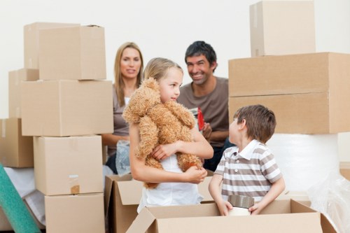 Staff assessing packing and loading safety during a move